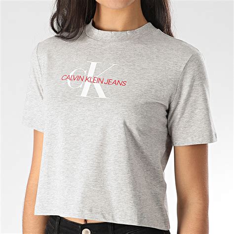 tee shirt gris chine femme calvin klein pas cher